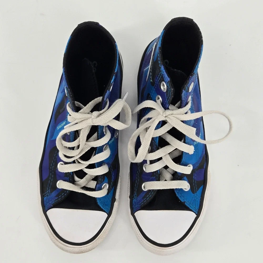 Converse Chuck Taylor All Star High Top Blue Camo Youth Sneakers Size 3